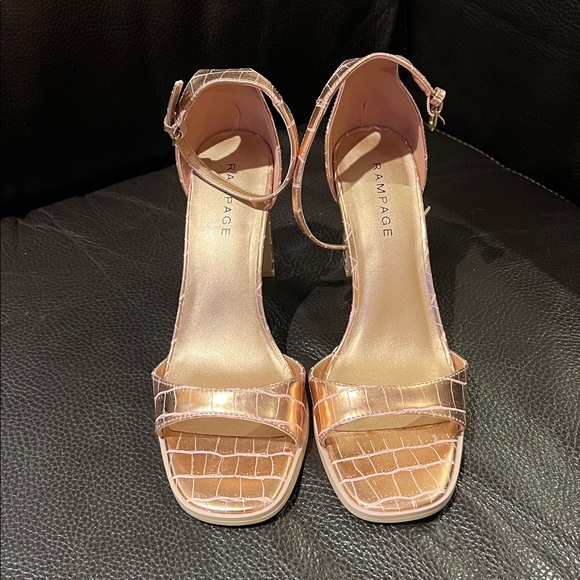 Rampage Shoes - Rampage Womens 8 Rose Gold Vegan Leather Croc Gator Heels Sandals Shoes